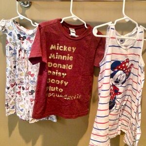 Girls Disney tops bundle. 3 shirts/tunics